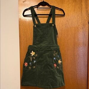 Princess highway green corduroy floral overall dress